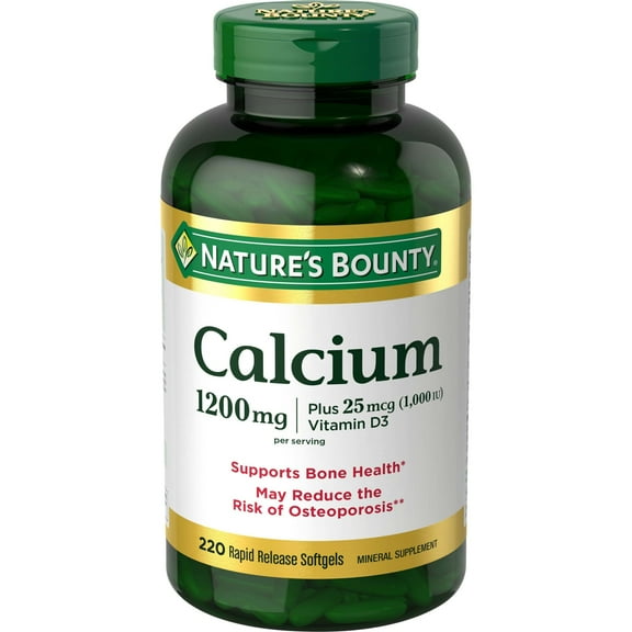 Nature’s Bounty Calcium Supplement Vitamin D3 , 1200mg, 220 Softgels