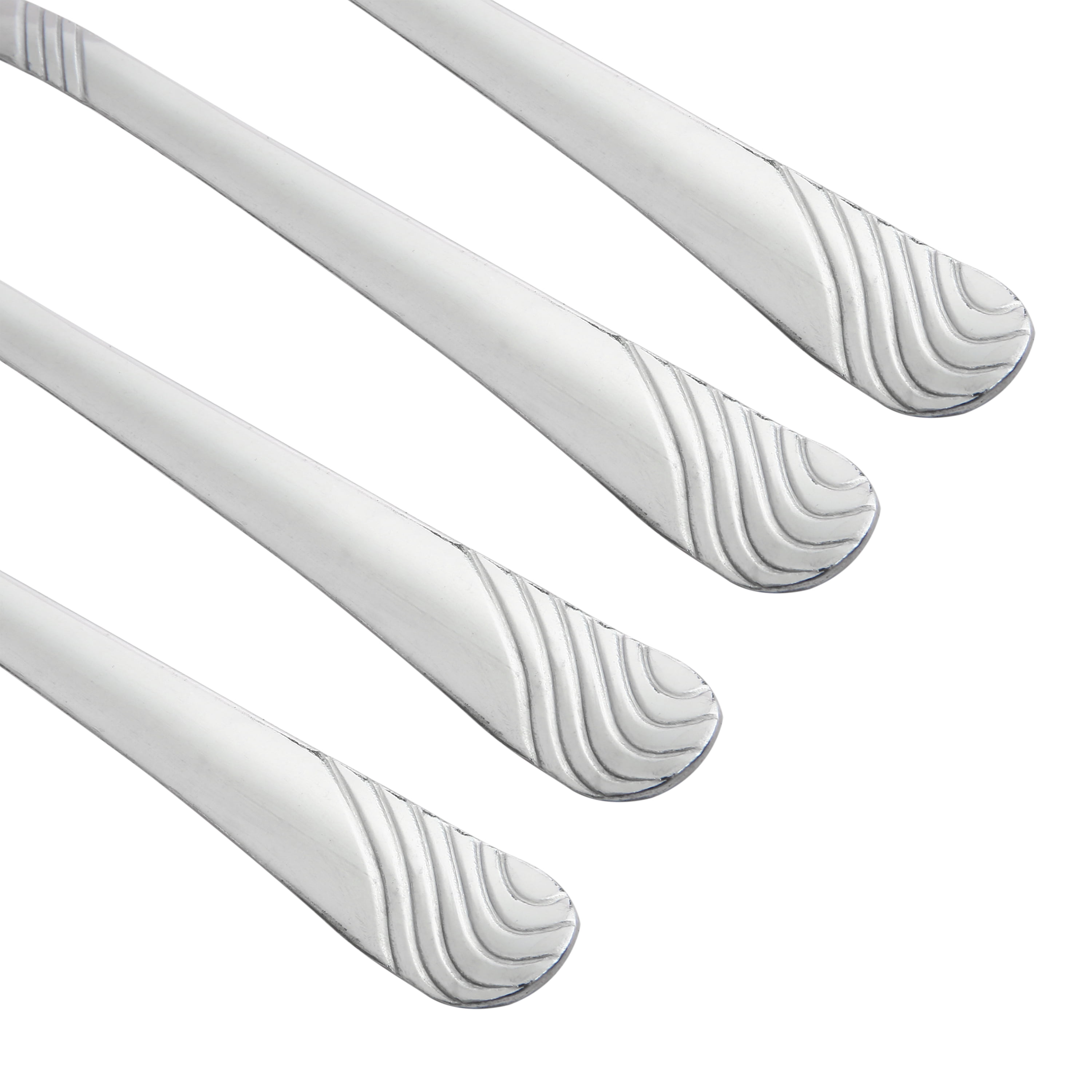 Mainstays 4-Piece Swirl Stainless Steel Teaspoon Set, Silver Tableware