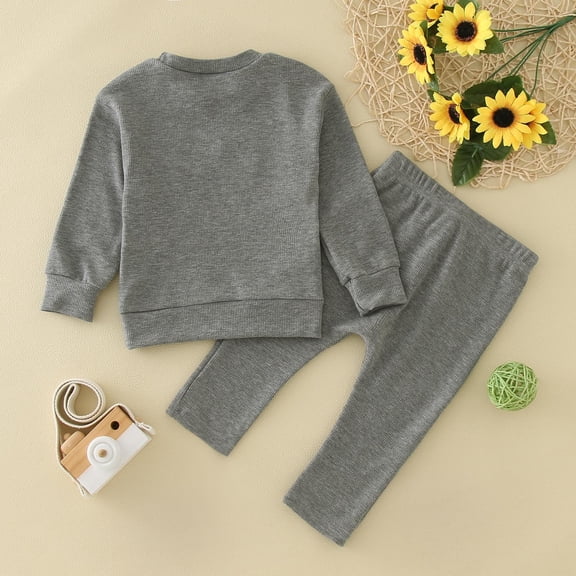 Vedolay Boys Winter Outfits Boy's 2 Piece Outfits Cable Knit Crisscross Long Sleeve Tee and Flare Pants Set,Black 0-3 Months