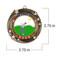 thumbnail image 4 of All Quality Golf Swirling Stars Design Medals - 1st, 2nd, 3rd Place - 3 Pack (9 Medals), 4 of 5