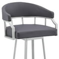thumbnail image 4 of 36" Slate Grey Faux Leather And Iron Swivel Low Back Counter Height Bar Chair, 4 of 10