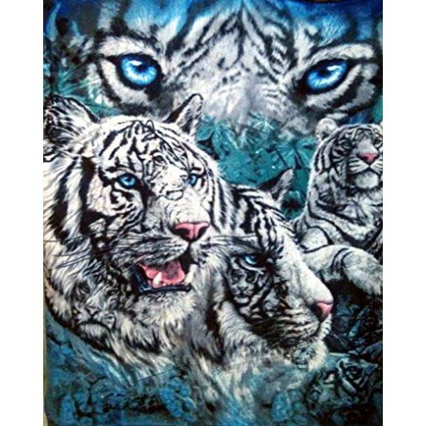 9 White Tigers Throw Blanket Decorative Fleece Blanket