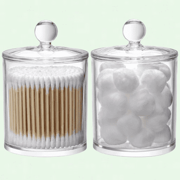 2-Pack 15-Ounce Qtip Apothecary Jars, Bathroom Storage Containers for Cotton Balls and Swabs