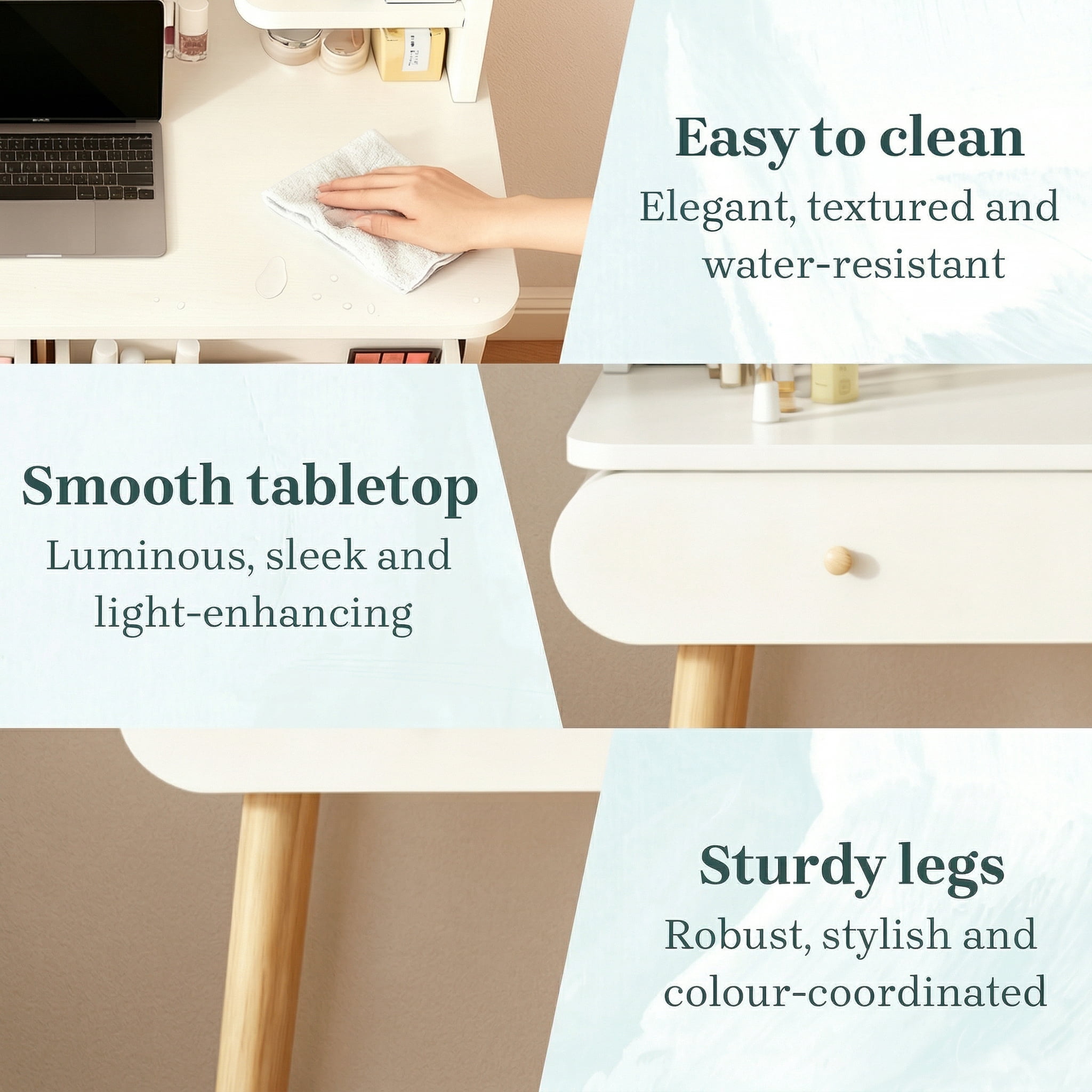 SIMANLI Vanity Table with 2 Drawers, Makeup Dressing Desk with Mirror, Bedroom Vanities Set White (without Stool)