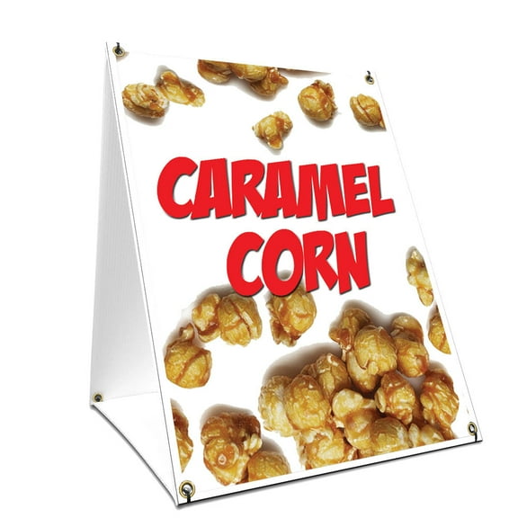 A-frame Sidewalk Caramel Corn Sign With Graphics On Each Side | 18" X 24" Print Size
