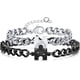 thumbnail image 1 of Pulseras para parejas: regalos para relaciones a larga distancia, pulseras de acero inoxidable con forma de corazón y rompecabezas para mujeres, hombres, pulseras para él y ella, juego para novio, nov, 1 of 4