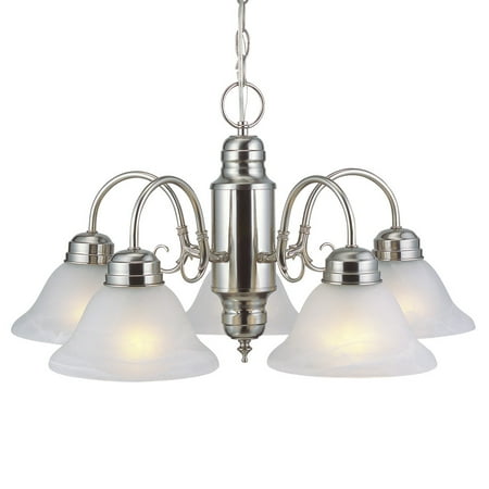 Design House 511535 Millbridge Traditional 5-Light Indoor Dimmable Chandelier with Alabaster Glass Shades for Entryway Foyer Dining Room, Satin Nickel
