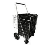 Folding Grocery Basket Cart Shopping Wheels Large Metal Utility Laundry