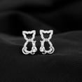 thumbnail image 3 of Rosec Jewels Cute Cat Earrings for Women - Certified Diamond Stud Earrings (HI-SI Grade), 18K White Gold, 3 of 8