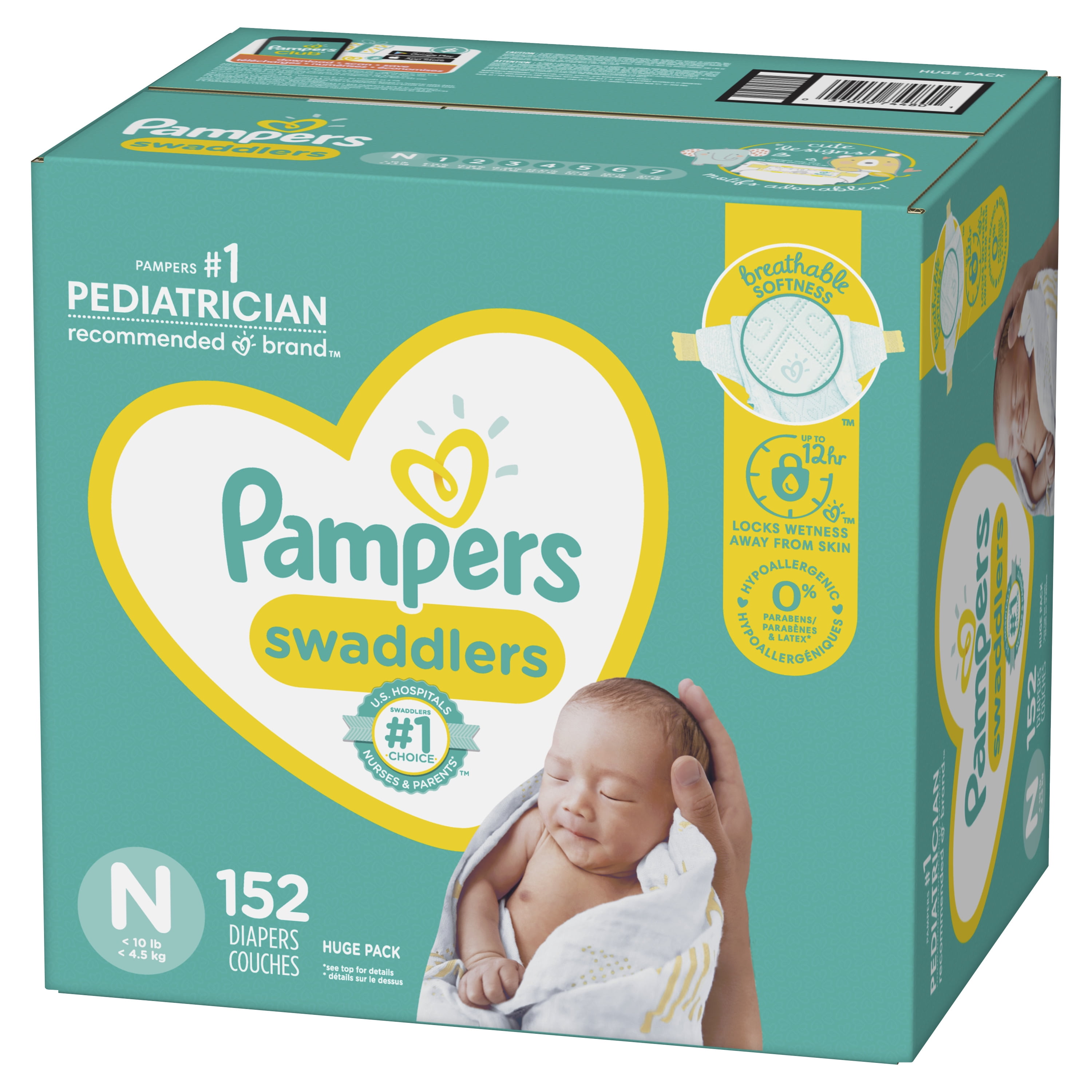 Pampers Swaddlers Newborn Diapers Size N 152 Count