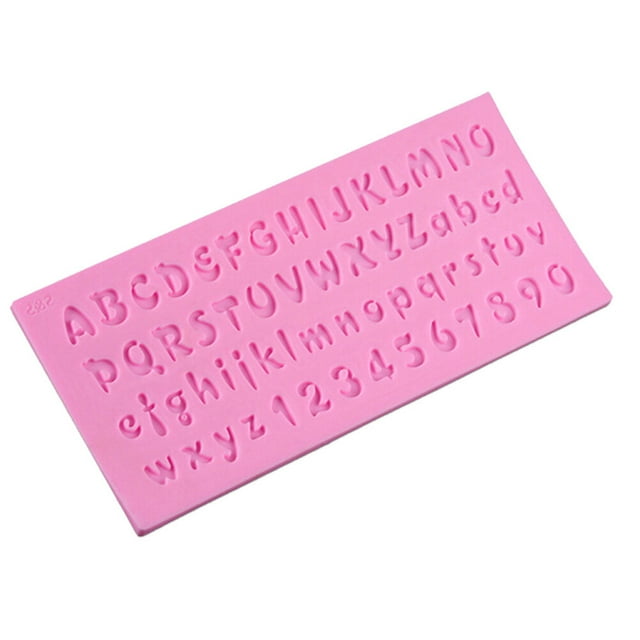 MasteelfCA English Letter Numbers Silicone Mold Handmade Fondant Chocolate Cake Mold Decoration Baking Tool (Pink)