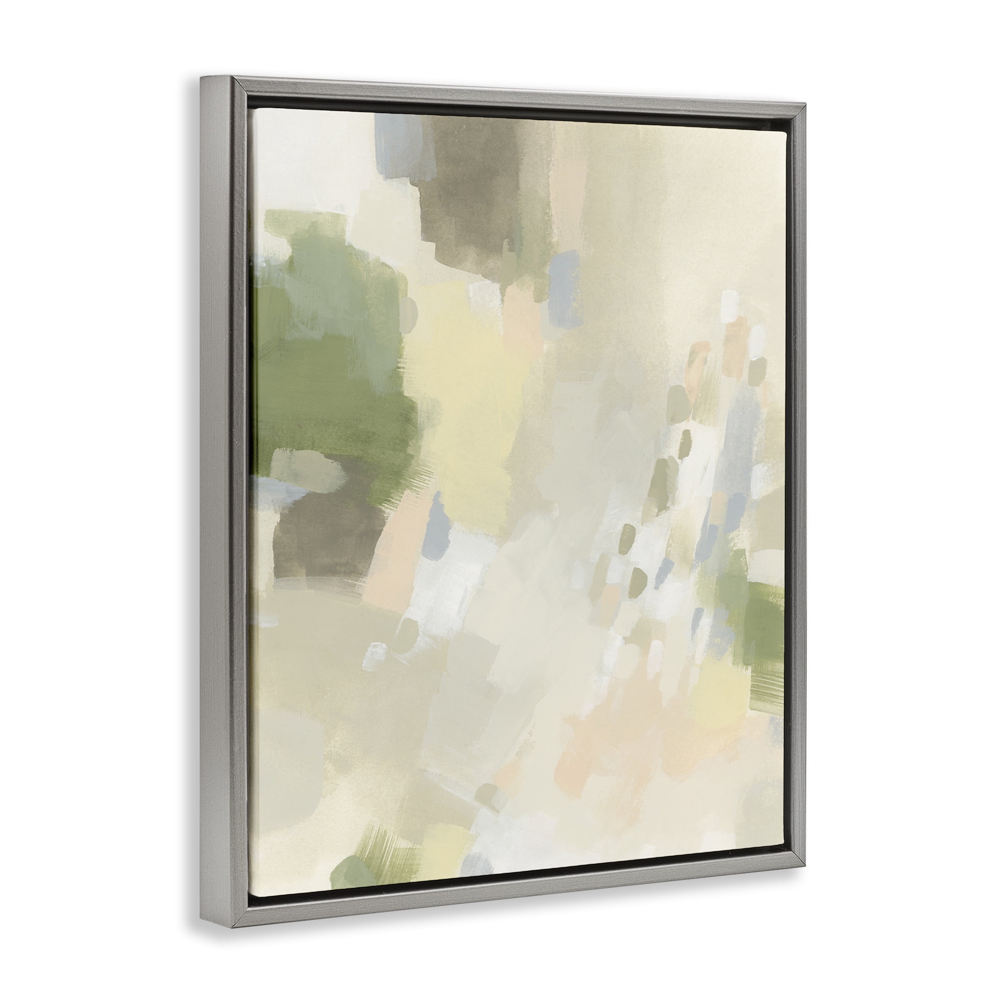 Stupell Industries Muted Abstract with Speckles Abstract Painting Gray Floater Framed Canvas Art Print Wall Art, 25 x 31
