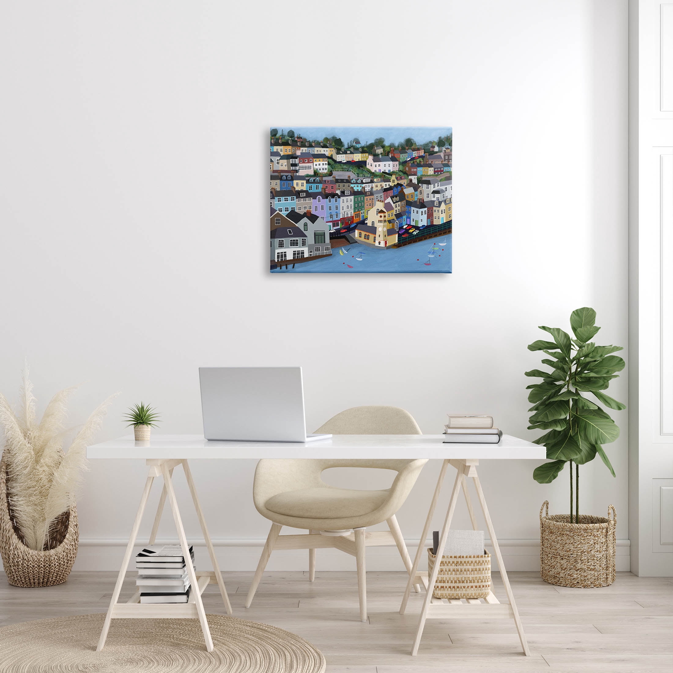 Stupell Industries Seaside City Neighborhood Streets Graphic Art Gallery Wrapped Canvas Print Wall Art, Design by Carla Daly