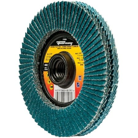 

1PK Forney 4-1/2 In. x 5/8 In.-11 Spin-On 60/120-Grit Type 29 Double-Sided Angle Grinder Flap Disc