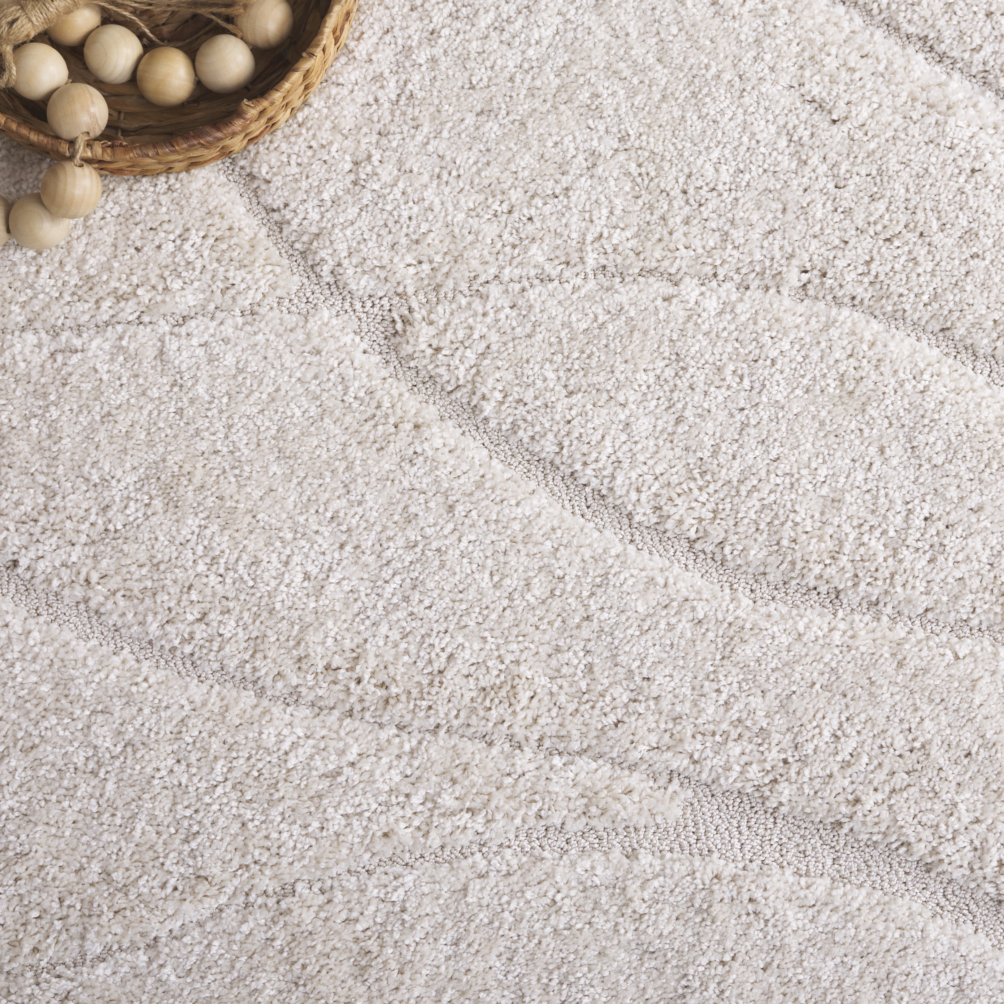 Safavieh Florida Tamzen Abstract Shag Area Rug, Creme, 8' x 10' Oval