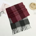 thumbnail image 2 of TEAJOPSUU Winter Warm Scarf for Men Soft Tassel Scarves Fashion British Plaid Large Oversized Scarves Wraps C-Red, 2 of 2