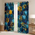 thumbnail image 2 of Manfei Marble Texture Road Black Out Curtains,Modern Geometric Honeycomb Curtains Pack of 2 (42x63 Each),Gold Leaves Bedroom Curtains For Girls Kids,Super Cozy Room Decor, 2 of 6
