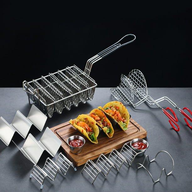 8 CONCHAS DE CANASTA DE TACOS, Cesta de Soporte de Burritos anti -burritos seguros de acero paraxidable para cocina en casa para bares de bocadillos