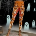 thumbnail image 5 of YOIAVAIOY Women's Halloween Patterned Tights Colorful Casual Holiday Tights Pumpkin Bats Skull Yoga Workout Pants Orange XXL, 5 of 9