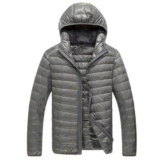 Pxiakgy parka jacket men Men's Casual Winter Jacket Warm Men Zipper Hooded Coat With PocketMen's Parkas Grey + 4XL