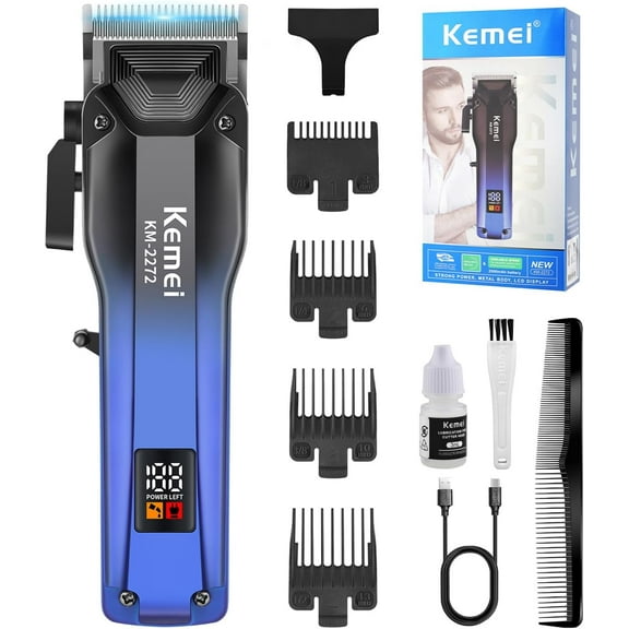 KEMEI KM-2272 Professional Hair Clippers for Men, Cordless Barber Clippers, Electric Clipper for Men Haircut, USB Type C Rechargeable Up to 200 Min Usage with LED Display