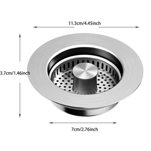 3 Pieces Kitchen Sink Stopper Strainer Garbage Disposal Plug, Stainless Steel Universal Anti-Clogging Kitchen Sink Filter Sieve Basket Strainer, Wide Rim for Kitchen Sink Drain (Silver)