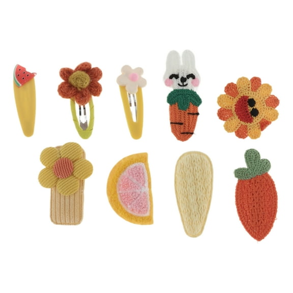 9 Pcs Carrots Rabbit Flowers Hair Clips for Girls for Children Yellow Orange