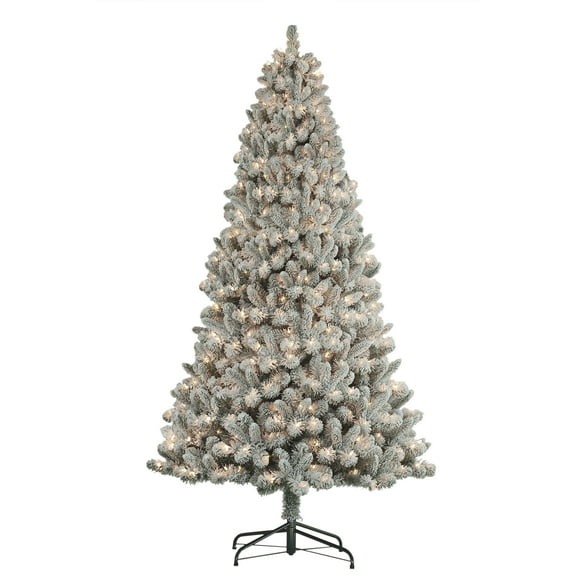 6 ft Pre-lit Flocked Virginia Pine Tree 659 Tips 250 UL Clear Incandescent Lights