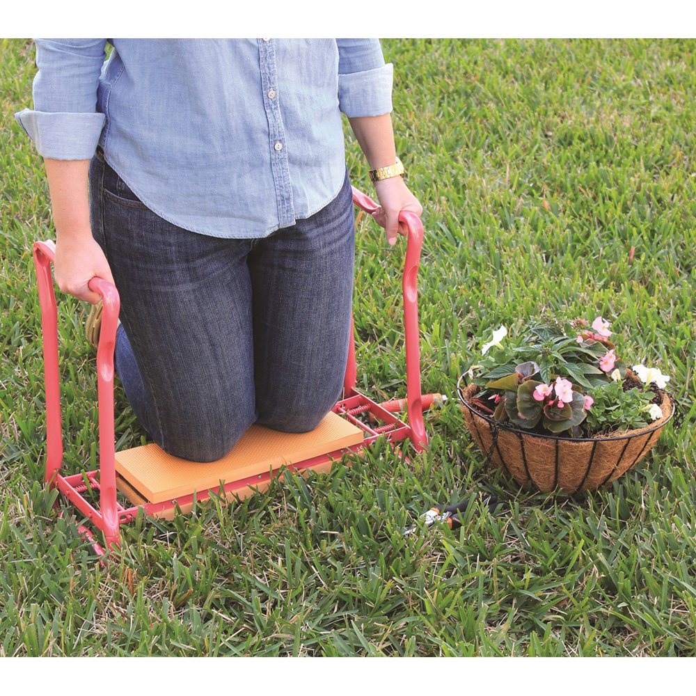 Gardman Foldaway Garden Kneeler & Seat - Pink/Orange - Walmart.com