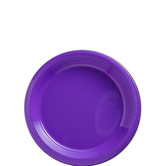 Amscan Plastic Dessert Plates, 7", Purple, 50 Plates Per Big Party Pack, Set Of 2 Packs