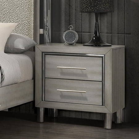 New Classic Furniture Lennox Wood Modern 2-Drawer Nightstand in Gray