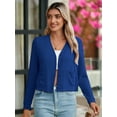 thumbnail image 2 of Chiclily Women's Solid Cardigan Top Button Front Long Sleeve V Neck Knit Cardigan, US Size Large in Klein Blue, 2 of 6