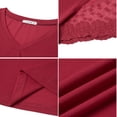 thumbnail image 6 of UVN Womens Summer Tops V Neck Lace Short Sleeve Shirts Casual Curved Hem Loose Fit Blouses, 6 of 9