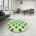 thumbnail image 4 of Ahgly Company Machine Washable Indoor Round Transitional Mint Green Area Rugs, 6' Round, 4 of 7