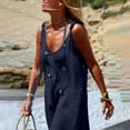 thumbnail image 6 of GILIGEGE Women's Casual Loose Overalls Jumpsuits One Piece Sleeveless Flowy Wide Leg Long Pant Rompers Wide Leg Overalls for Women Sleeveless Jumpsuits Suspender Overalls Loose Comfy Baggy Rompers, 6 of 7