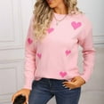 thumbnail image 7 of Valentines Day Sweater for Women Casual Knit Cute Heart Sweaters Crew Neck Long Sleeve Pullover Top Pink, M, 7 of 7