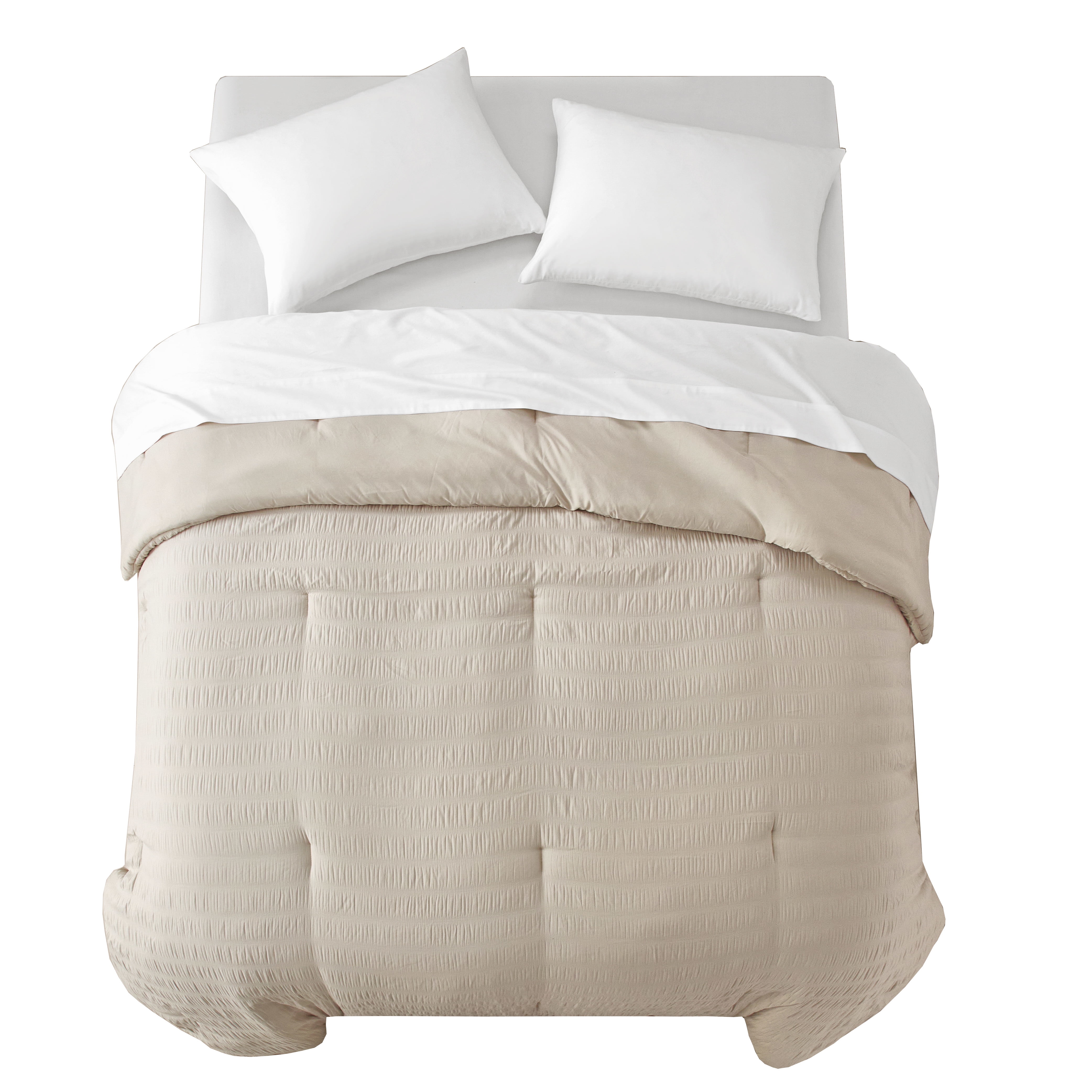 Style House Tan Crinkle Comforter for Teens Adults Seniors, Twin