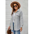 thumbnail image 3 of ABPHQTO Chaqueta de mujer de punto con botones y estampado de cuadros azul cielo con bolsillo, 3 of 5