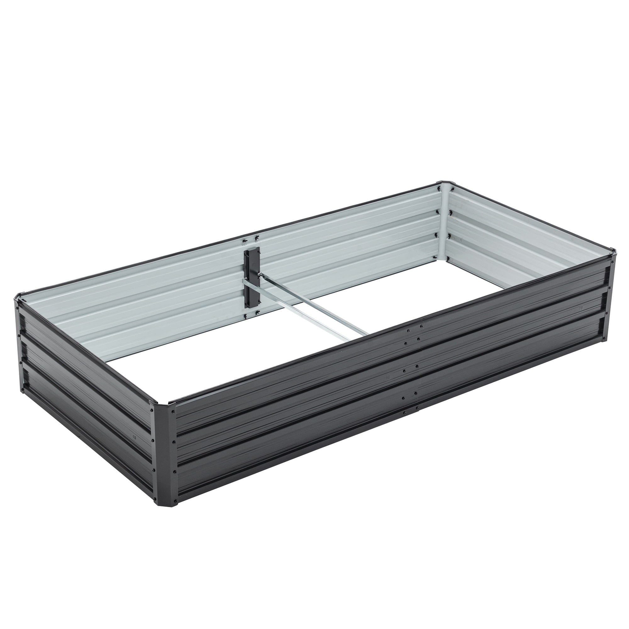 Seizeen Raised Garden Bed, 74.6"x35.4"x13.4" Galvanized Planter Box w/Support Rods, Outdoor Patio Thickened Metal Raised Bed for Gardening Vegetables Flower Fruits, Black