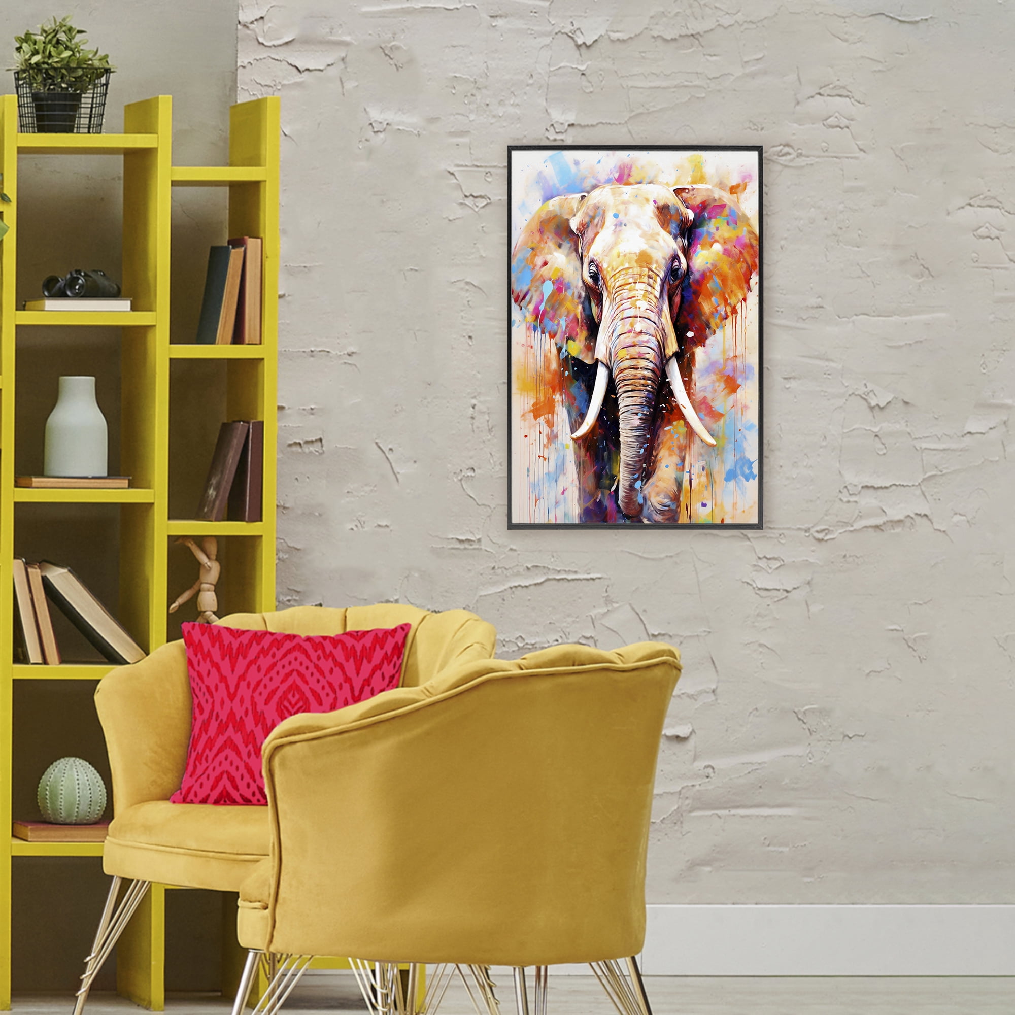 Stupell Industries Wild Elephant Bull Black Framed Giclee Art, design by Ray Powers