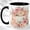 Black, variant on Rose Cake Coffee Mug, Pink Floral Dessert Cup, Watercolor Birthday Cake Art Gift for Women, Romantic Tea Party Design, Ceramic 11 Oz Mug