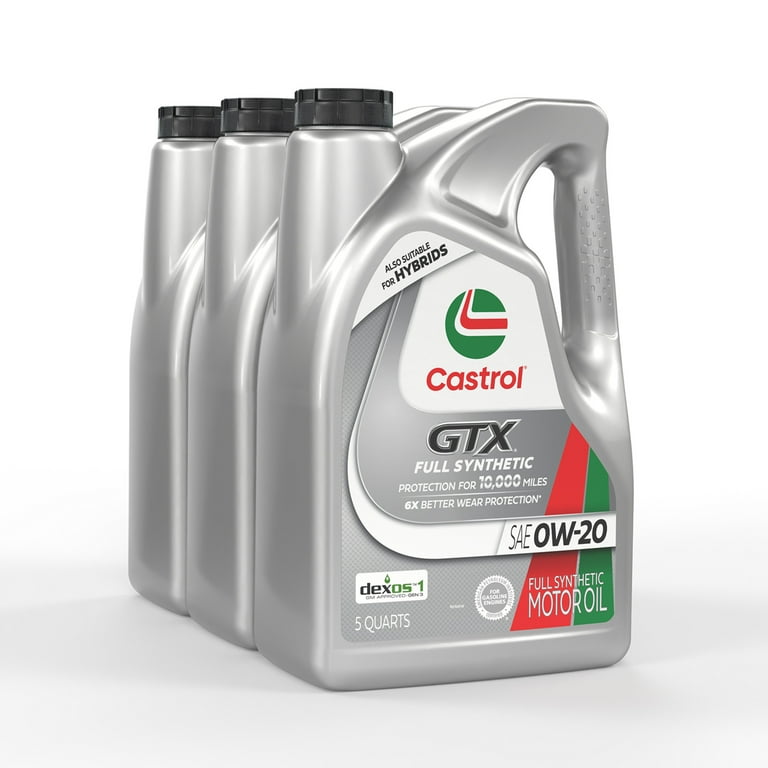 Castrol GTX Full Synthetic 0W-20 Motor Oil, 5 Quarts