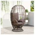 thumbnail image 2 of Wicker Egg Chair 360° Swivel Outdoor Indoor Boho Seat with Cushions - Brown, 2 of 9