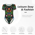 thumbnail image 6 of Easygdp Roosters and Flowers Women's One-Piece Swimsuit Slim Fit Crew Neck Bodysuit Athletic Swimwear with Concealed Buckle - XX-Large, 6 of 9
