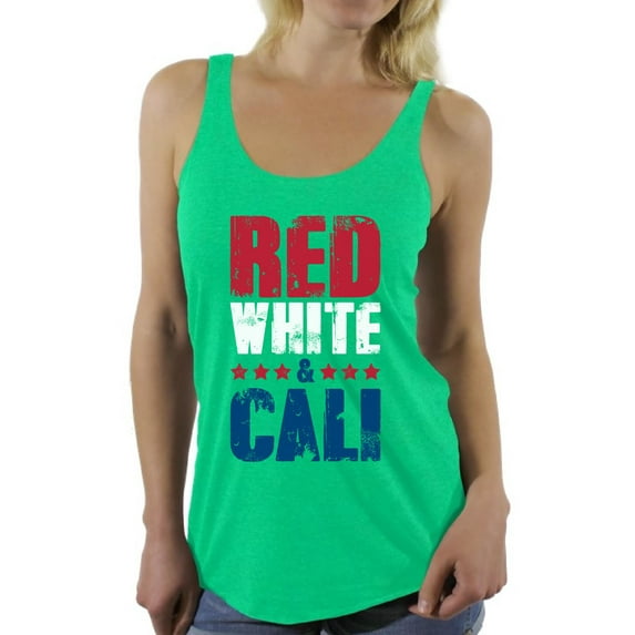 Awkward Styles Red White & Cali Racerback Tank Top for Women California Tank 4th of July Tanks for Women USA Flag Sleeveless Shirt Gifts from California American Flag Tank Top 4th of July Party Tank