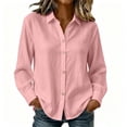 thumbnail image 4 of cocolona Heart-Shaped Button Down Blouses for Women Solid Color Long Sleeve Lapel Shirts Trendy Casual Blouses, 4 of 7