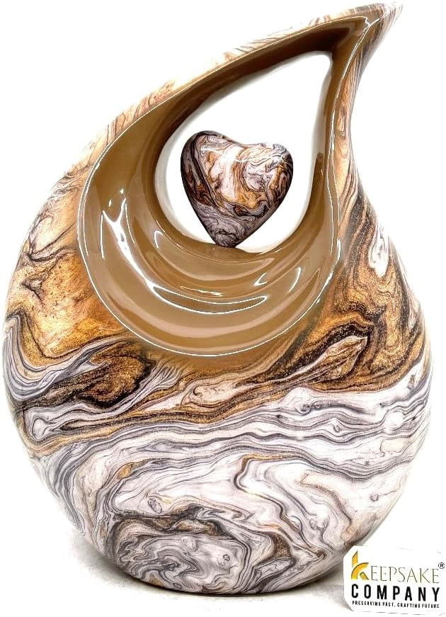 Multicolor 10 Inches Teardrop urn with Matching Heart - Large Cremation Urn - Unique Urn - Ash for Men/Males/Females and Big Pets from Keepsake Company