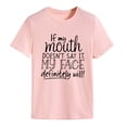 thumbnail image 1 of Camiseta con estampado de letras, camisa holgada de manga corta de gran tamaño para vacaciones, linda camisa divertida para mujer, verano, rosa, XL, 1 of 4