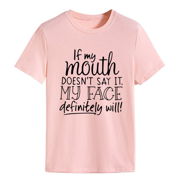 Camiseta con estampado de letras, camisa holgada de manga corta de gran tamaño para vacaciones, linda camisa divertida para mujer, verano, rosa, XL