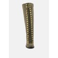 thumbnail image 3 of STREET-SLAY Antique Eyelets lace up Knee Boots In Olive, 3 of 6